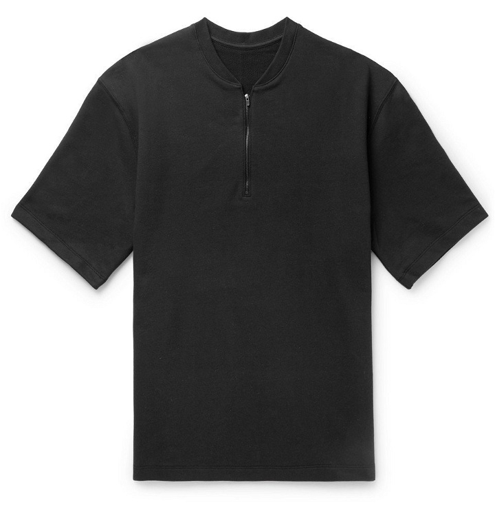 Photo: Fear of God - Oversized Half-Zip Loopback Cotton-Jersey T-Shirt - Black