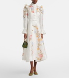 Leo Lin Selina floral ruffled linen-blend midi dress
