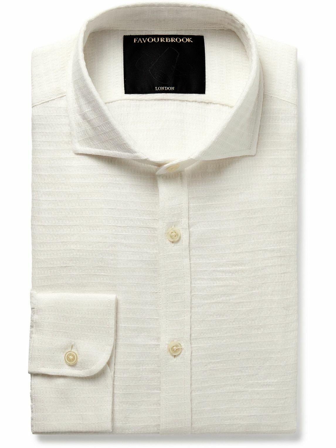 Favourbrook - Haston Cutaway-Collar Linen-Jacquard Shirt - White