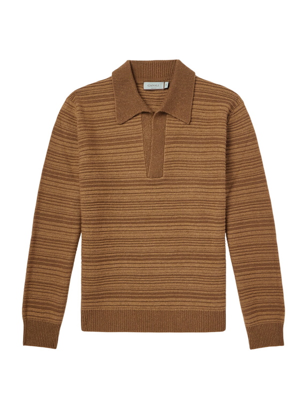 Photo: Canali - Wool and Cashmere-Blend Polo Sweater - Brown