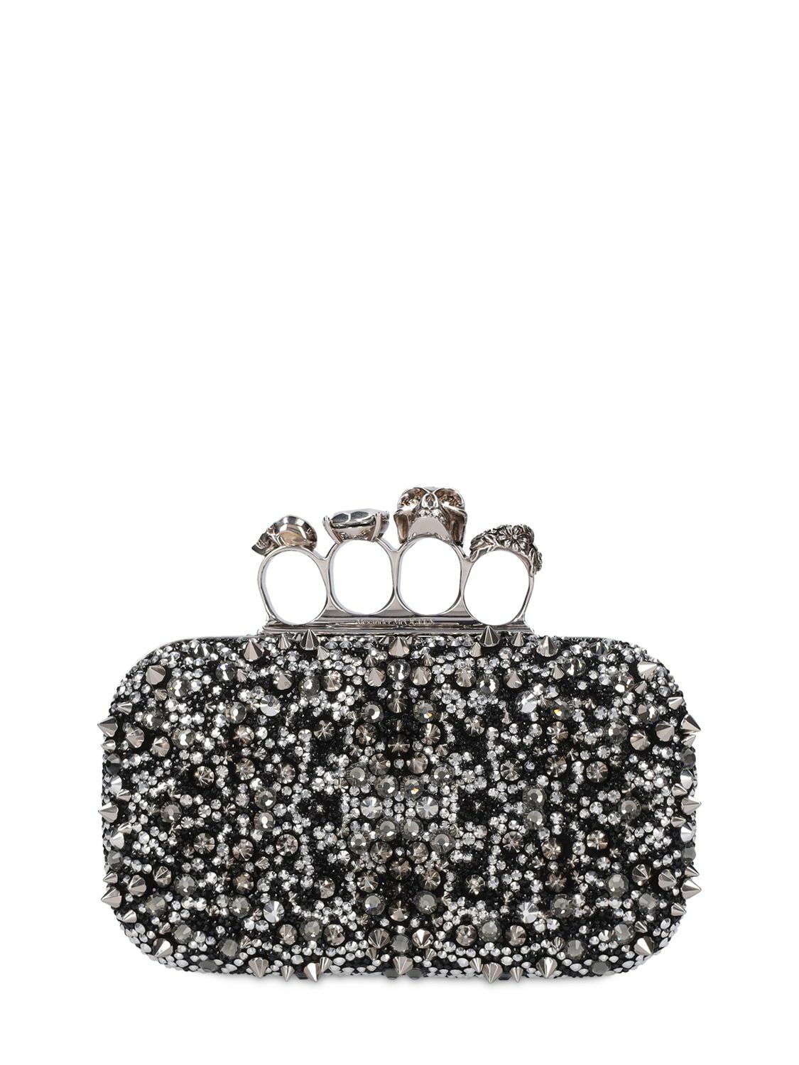 ALEXANDER MCQUEEN - Skull Four Ring Embellished Clutch Alexander McQueen