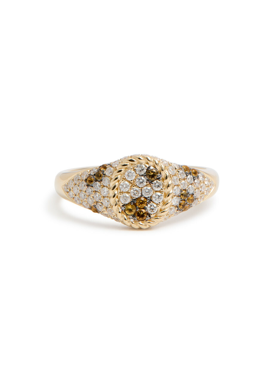 Yvonne Leon Baby Chevalière Ovale Léopard 9kt Gold Signet Ring