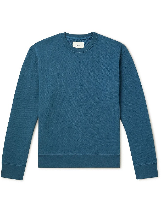 Photo: Folk - Cotton-Piqué Sweatshirt - Blue