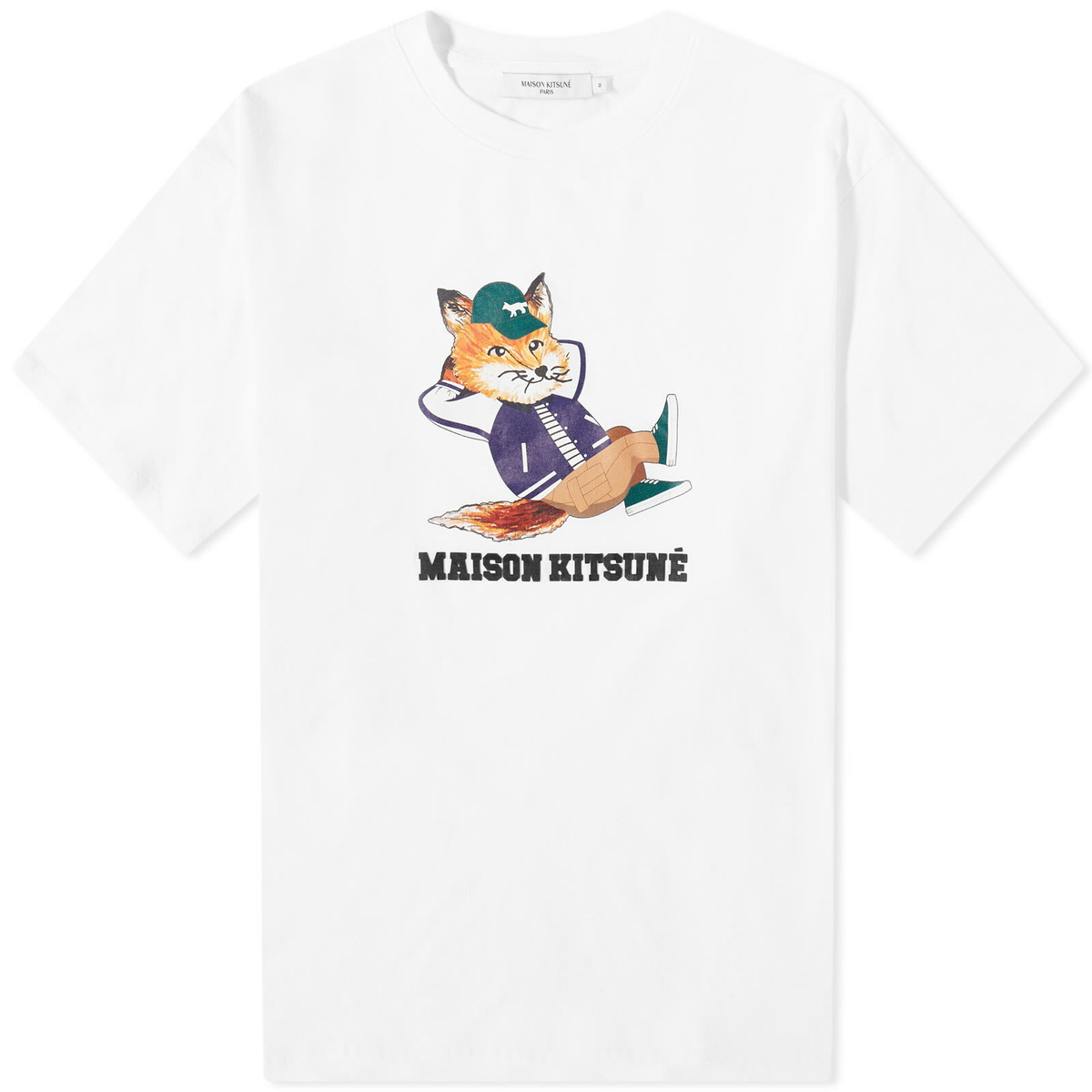 Maison Kitsuné Men's Dressed Fox Easy T-Shirt in White Maison Kitsune
