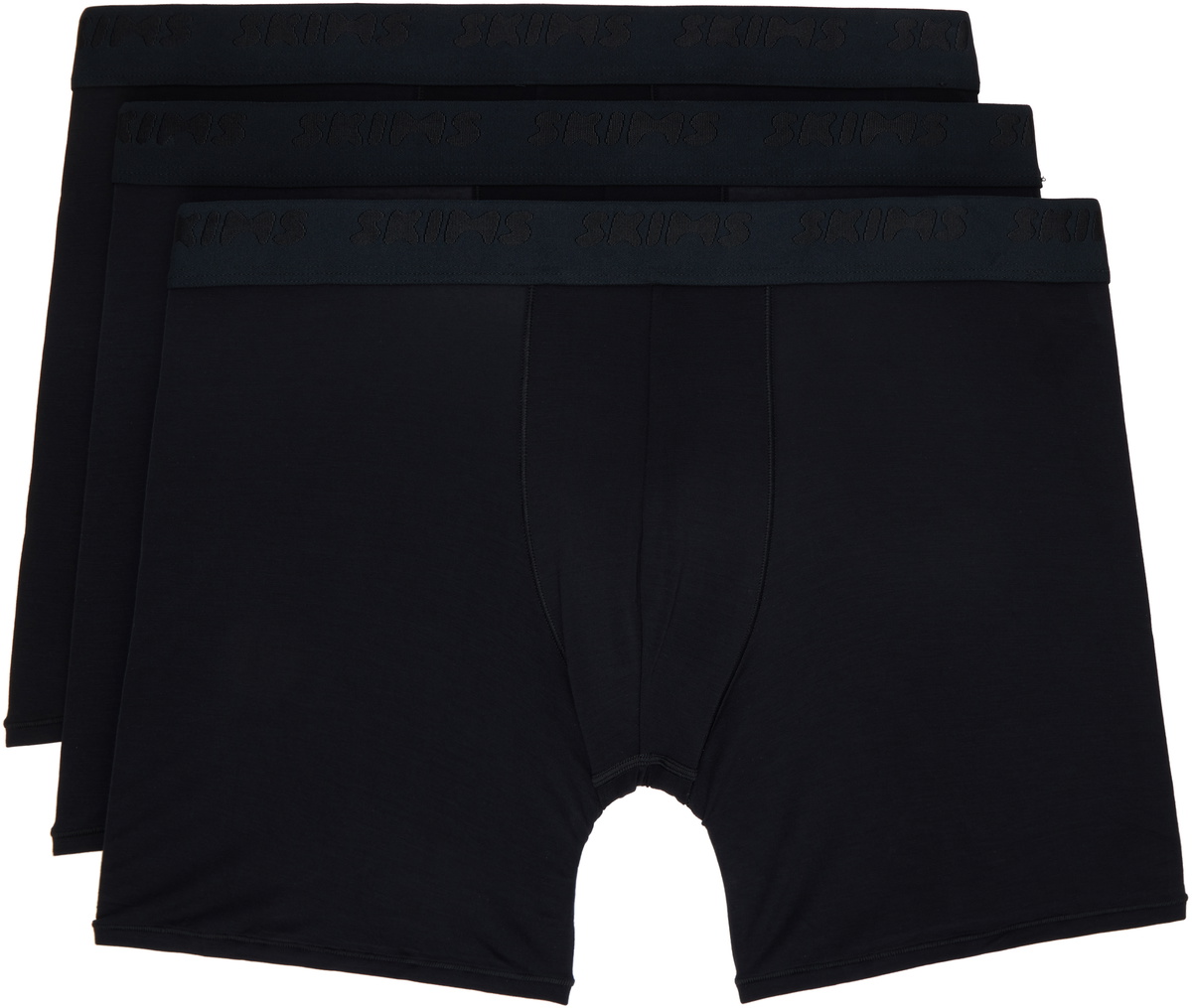 SKIMS Three-Pack Black SKIMS Stretch 5 Boxer Briefs