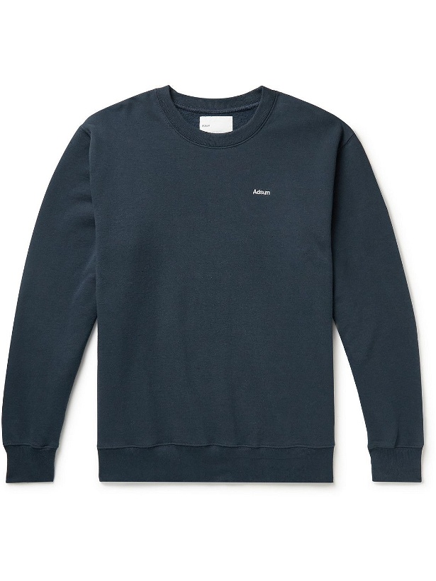 Photo: Adsum - Garment-Dyed Logo-Embroidered Cotton-Jersey Sweatshirt - Blue