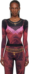 Marine Serre Red & Black Wet Nuisette Printed Jersey LS T-shirt