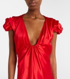McQueen Lace-trimmed satin midi dress