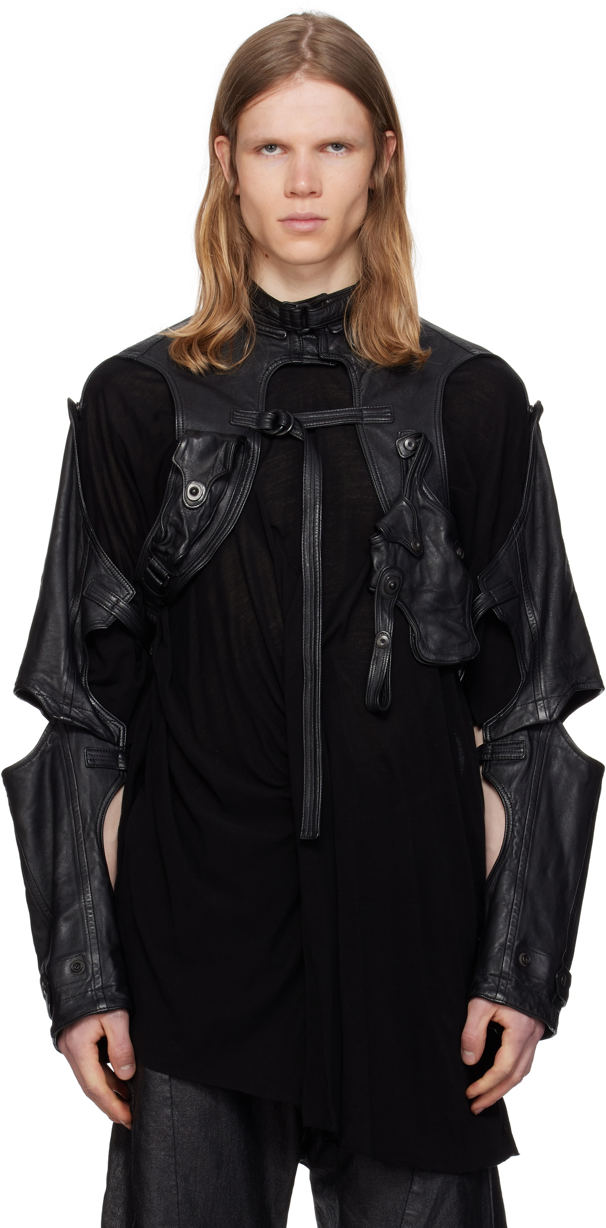 Julius Black Dimensional Leather Jacket Julius