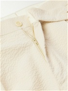 De Petrillo - Straight-Leg Pleated Cotton-Blend Seersucker Suit Trousers - Neutrals
