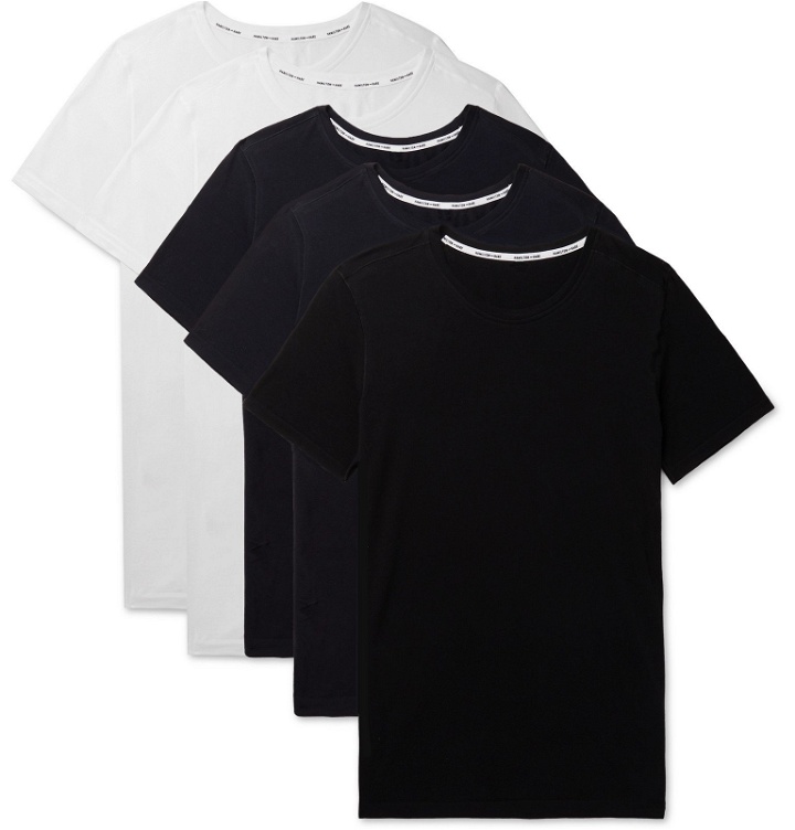 Photo: Hamilton and Hare - Five-Pack Slim-Fit Cotton-Jersey T-Shirts - Multi