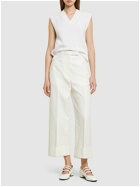 THOM BROWNE - Straight Cotton High Waist Cropped Pants