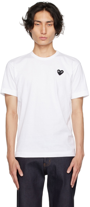 Photo: COMME des GARÇONS PLAY White & Black Heart Patch T-Shirt