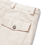 Brunello Cucinelli - Herringbone Stretch-Cotton Shorts - Neutrals