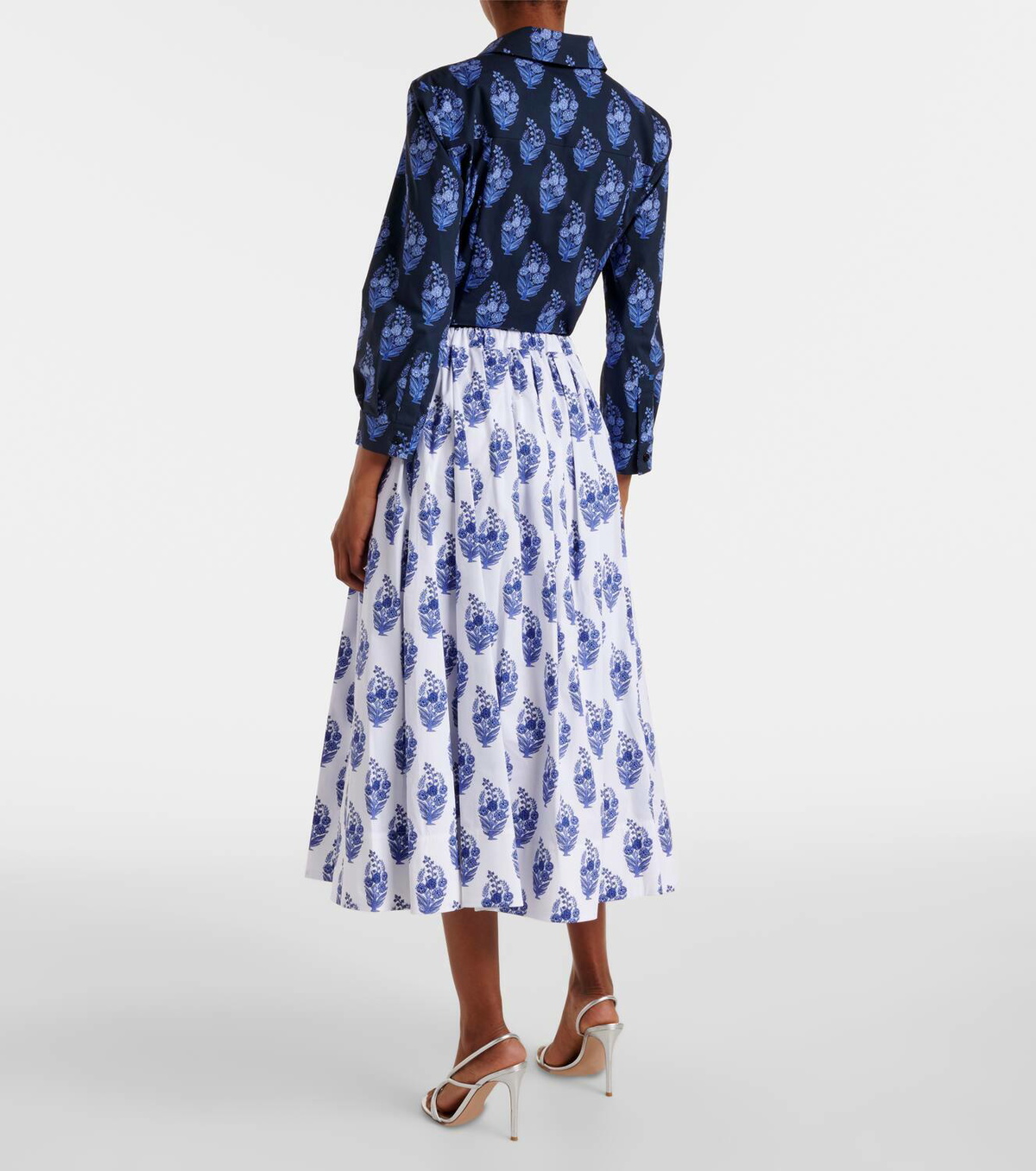 Carolina Herrera Floral cotton-blend midi skirt