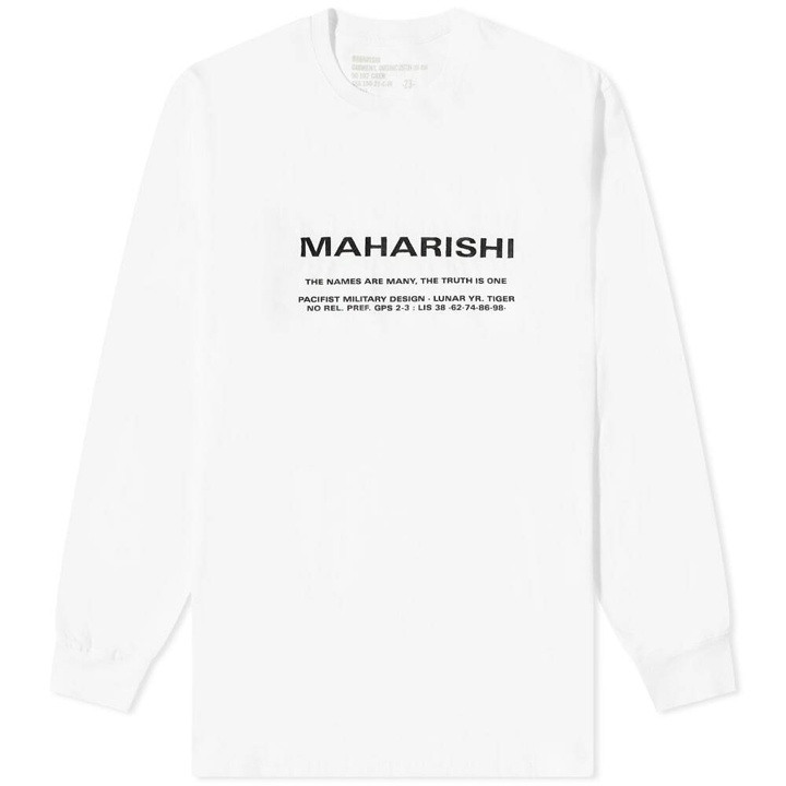 Photo: Maharishi Men's Long Sleeve MILTYPE Logo T-Shirt in White