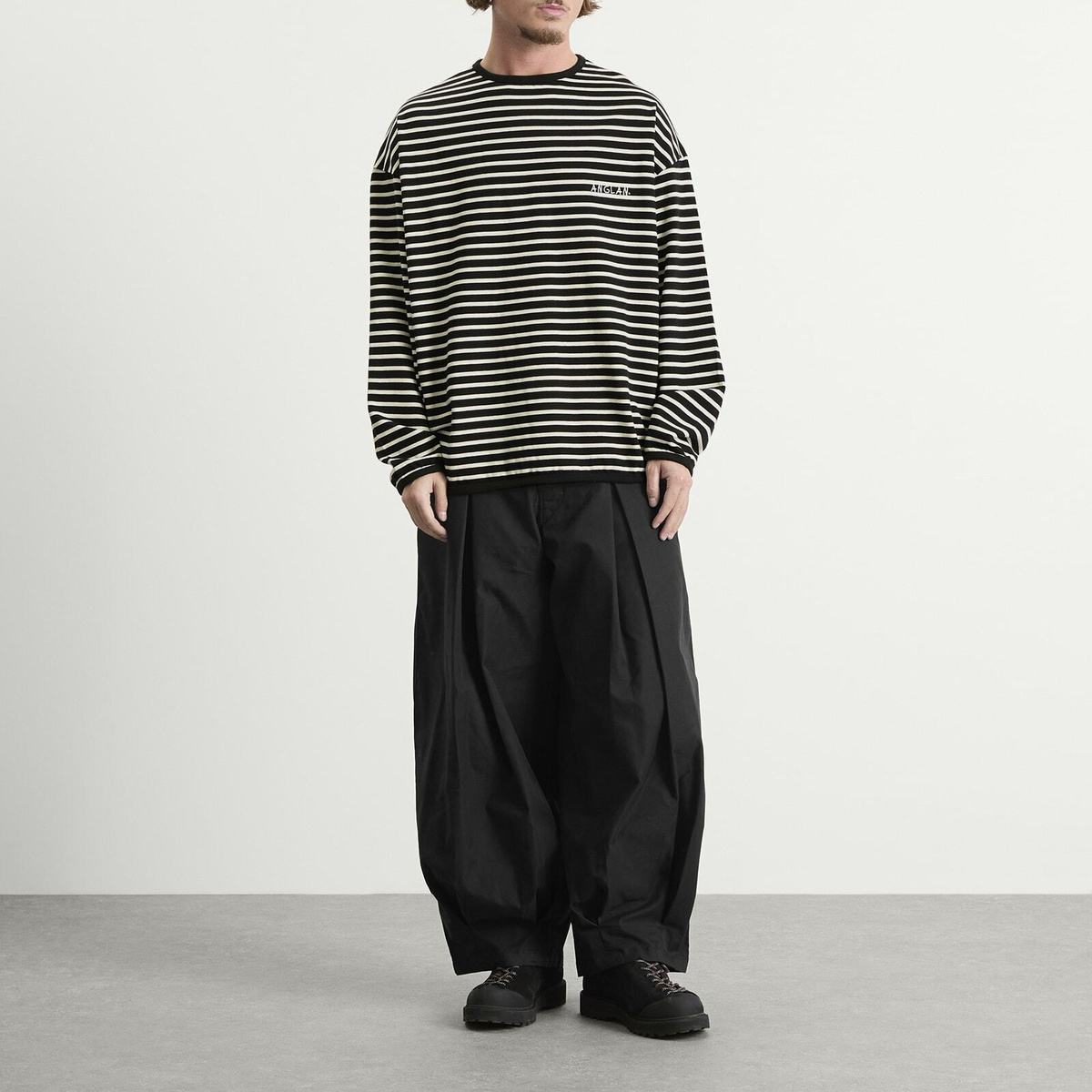 Anglan Men's Striped Long Sleeve in Black