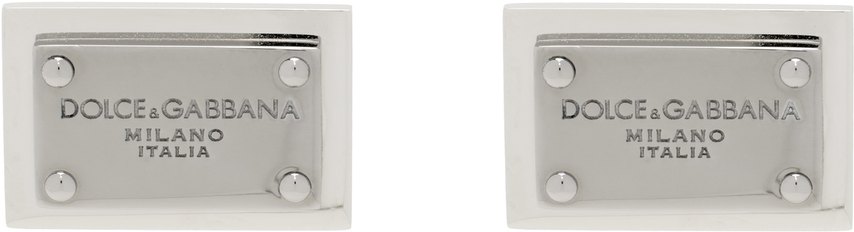 Dolce&Gabbana Silver Logo Tag Cufflinks