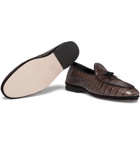 Rubinacci - Marphy Croc-Effect Leather Tasselled Loafers - Gray