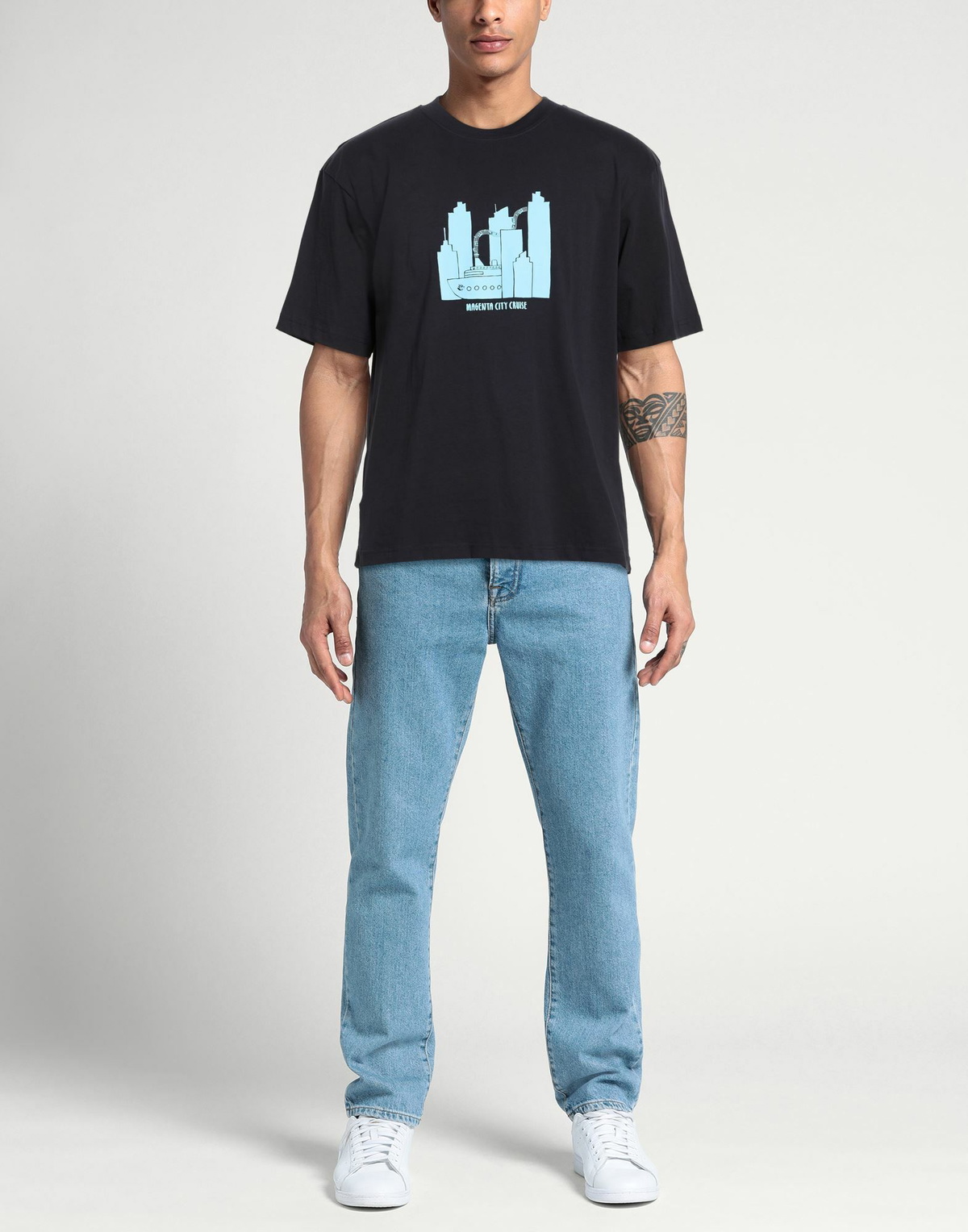 Magenta Mens T-shirt Midnight in Blue