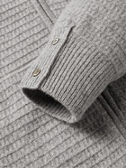 Thom Browne - Striped Textured Wool and Cashmere-Blend Zip-Up Hoodie - Gray