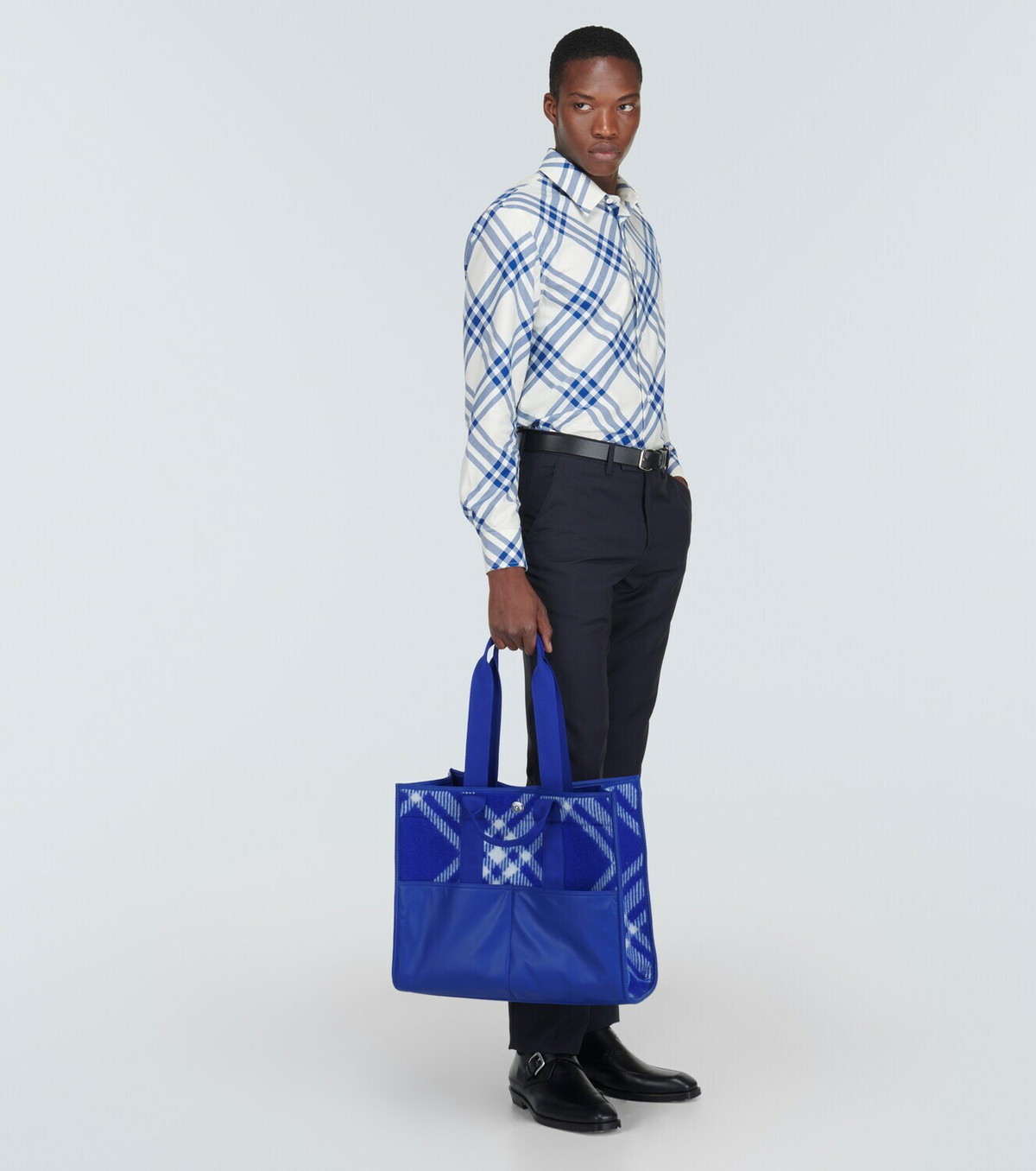 バッグ BURBERRY BLUE LABEL Wool Tote Bag Burberry Jacquard check wool tote bag Burberry