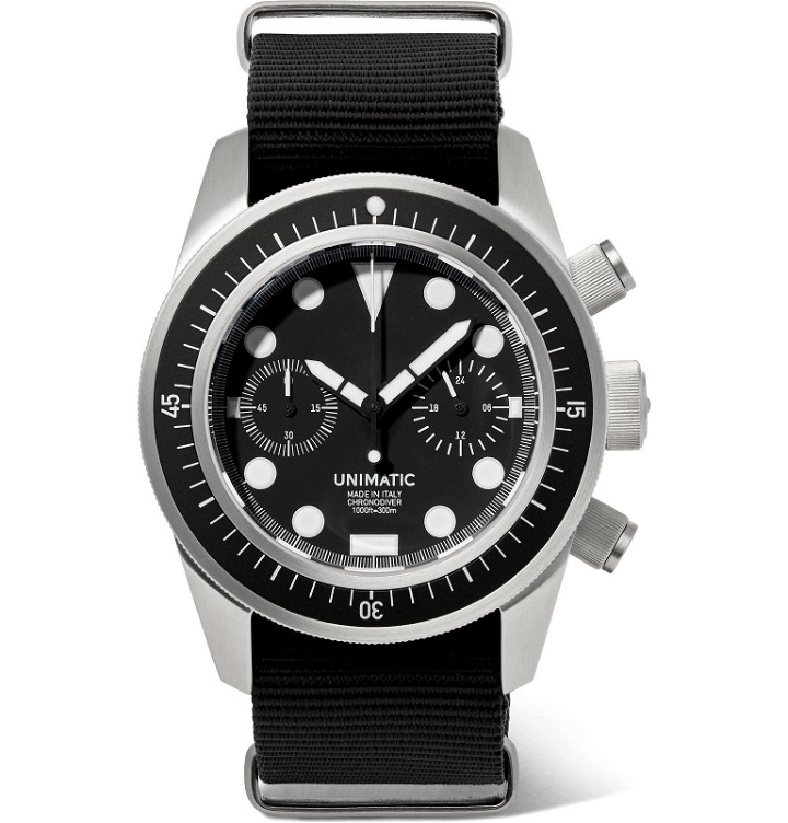 Photo: Unimatic - U3-F Automatic Chronograph Stainless Steel and NATO Webbing Watch - Black