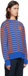 Maison Kitsuné Blue & Orange Intarsia Sweater