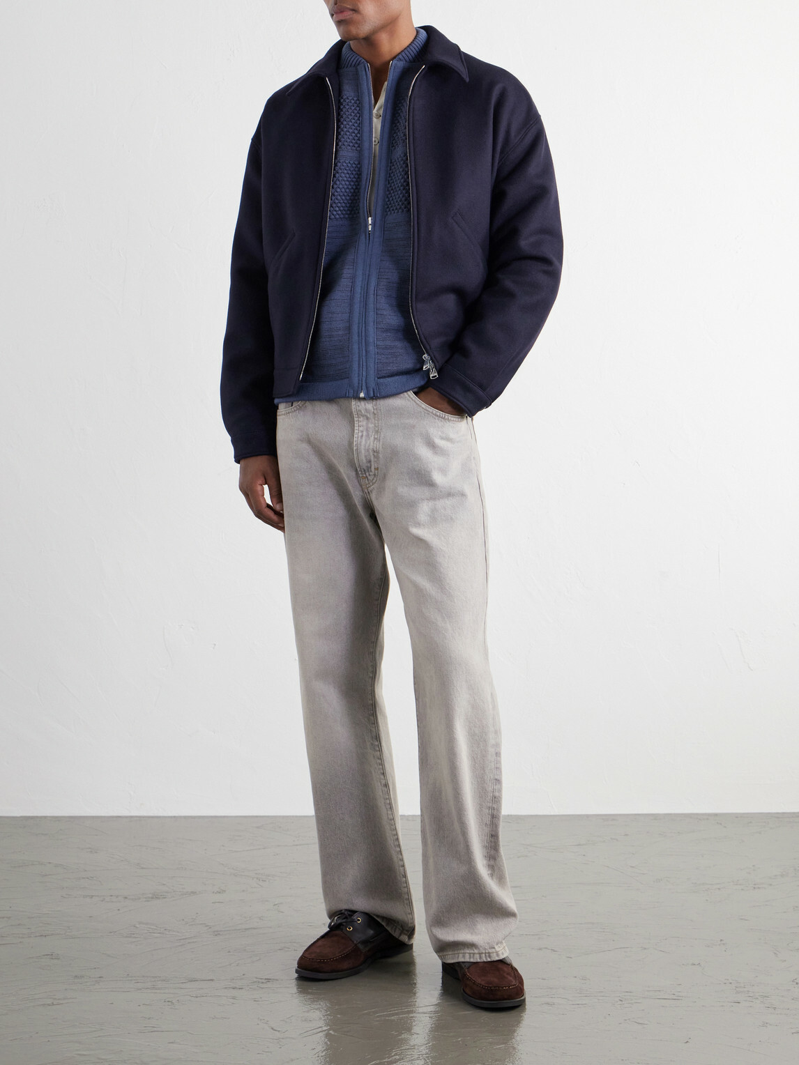 S.N.S. Herning - Fisherman Wool Zip-Up Sweater - Blue