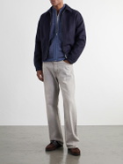 S.N.S. Herning - Fisherman Wool Zip-Up Sweater - Blue