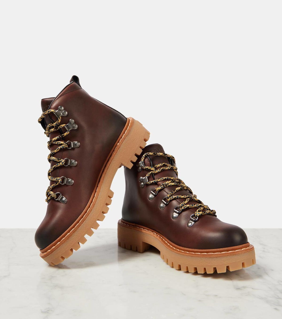 Prada St. Moritz leather lace-up boots Prada