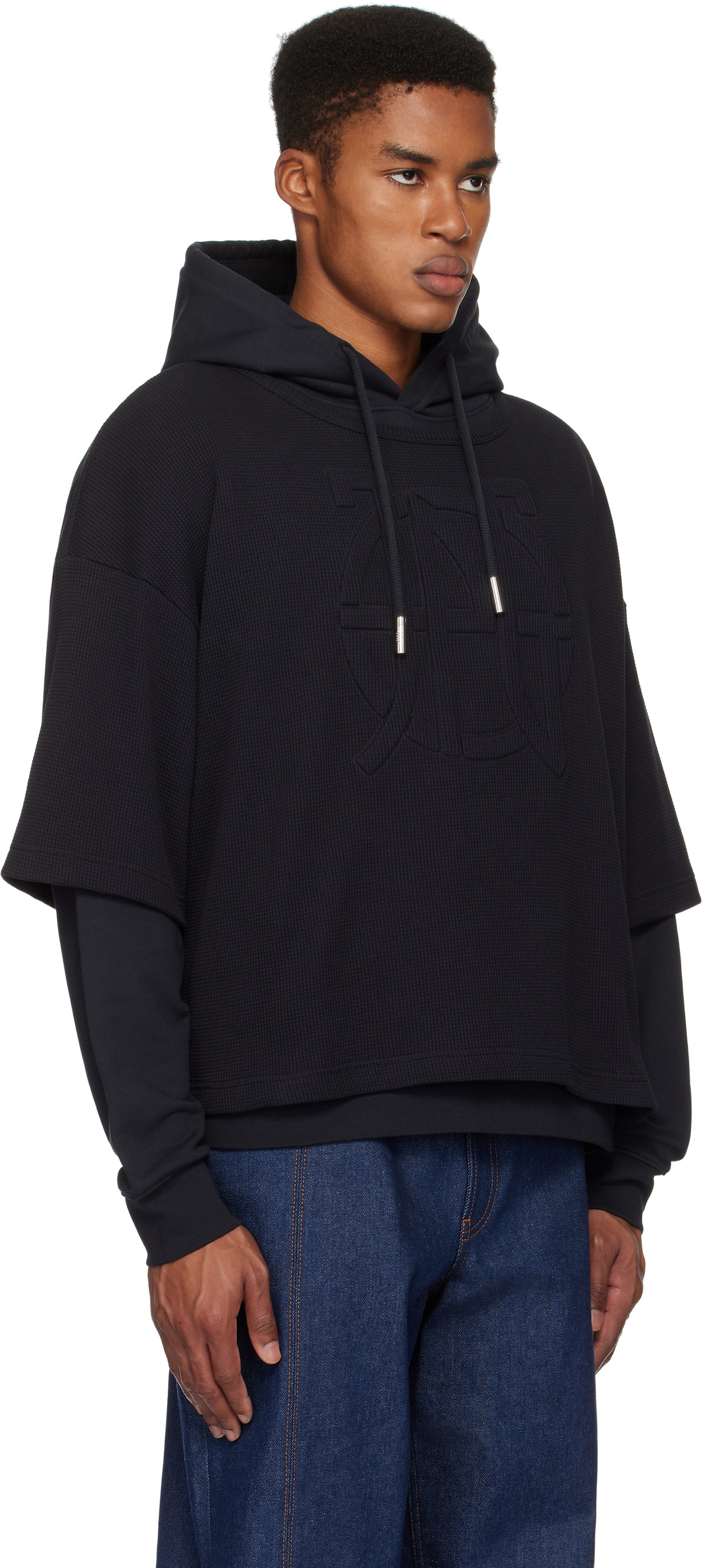 Jean Paul Gaultier フード付きパーカー 48 Jean Paul Gaultier Black 'The Oversized JPG' Hoodie Jean Paul Gaultier