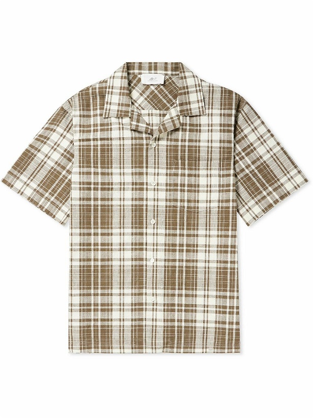 Photo: Mr P. - Camp-Collar Checked Textured-Cotton Shirt - Brown
