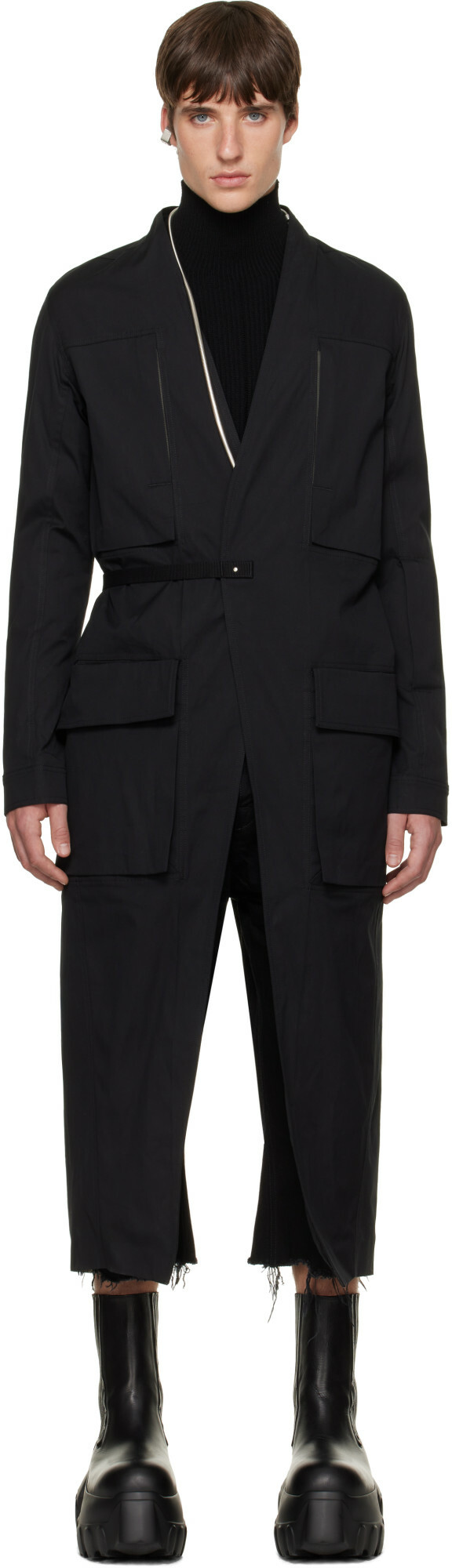 Rick Owens Black Porterville Slim Drella Coat Rick Owens