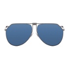 Dolce and Gabbana Black and Blue Mirror Slim Aviator Sunglasses
