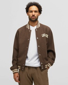 Les Deux Varsity Herringbone Wool Jacket Brown - Mens - Bomber Jackets/College Jackets