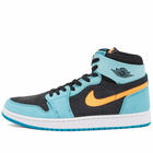 Air Jordan Men's 1 Zoom Air CMFT 2 Sneakers in Bleached Aqua/Bright Citrus