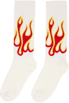 Palm Angels White Flames Socks