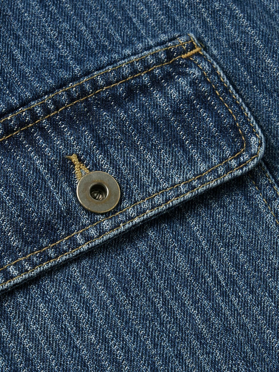 Small Talk - Striped Denim-Jacquard Trucker Jacket - Blue