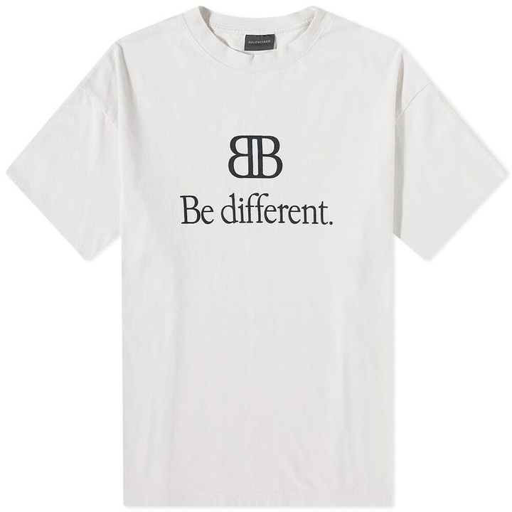 Photo: Balenciaga Men's Be Different T-Shirt in Ecru/Black