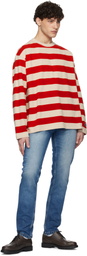 Uniform Bridge Red & Beige Striped Border T-Shirt