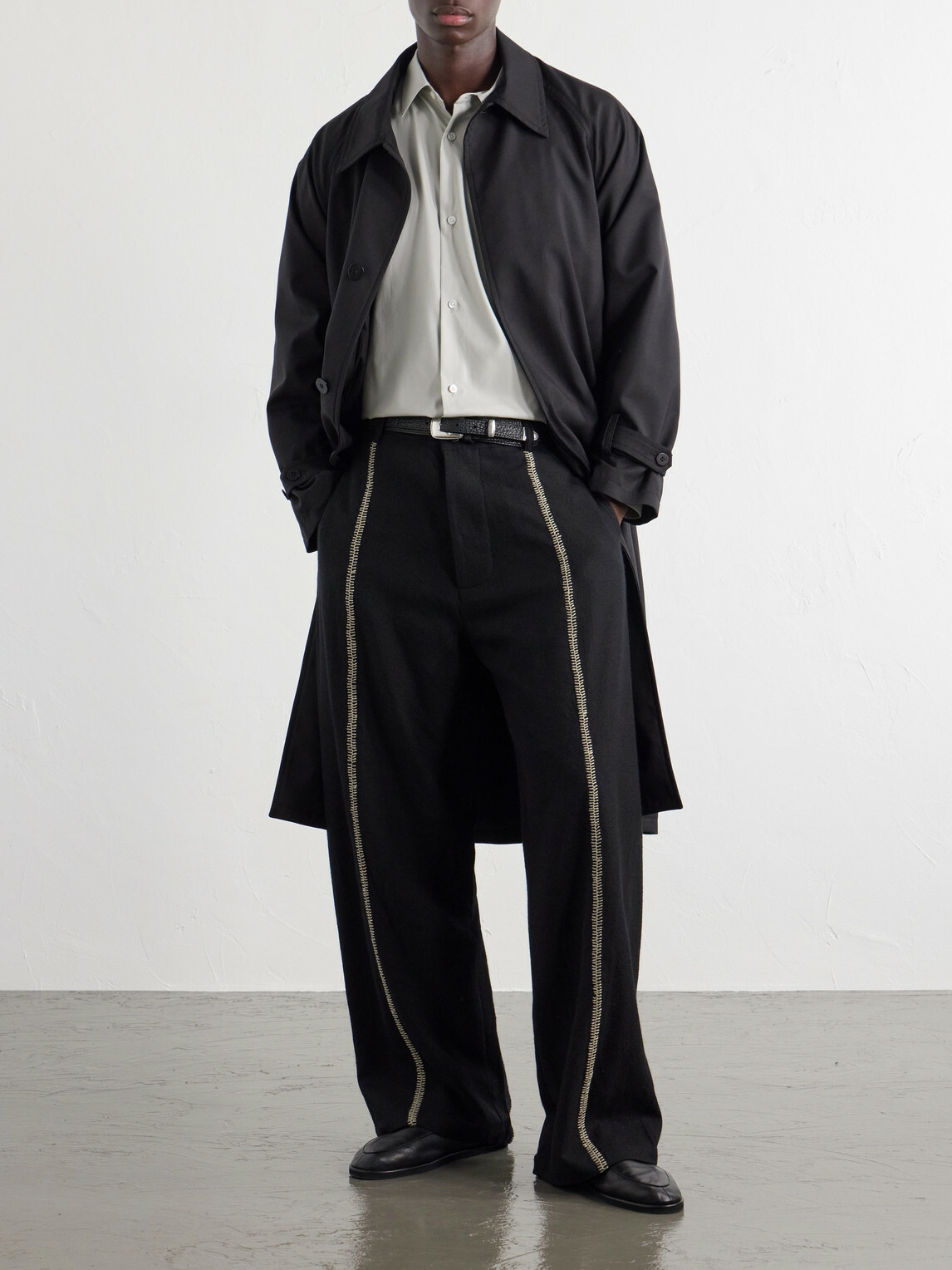 Kartik Research - Sultan Straight-Leg Embroidered Wool Trousers - Black