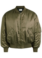 Saint Laurent Padded Satin Bomber Jacket Khaki