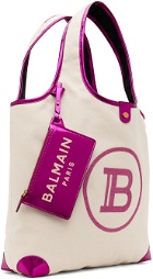Balmain Off-White & Pink Grocery Tote