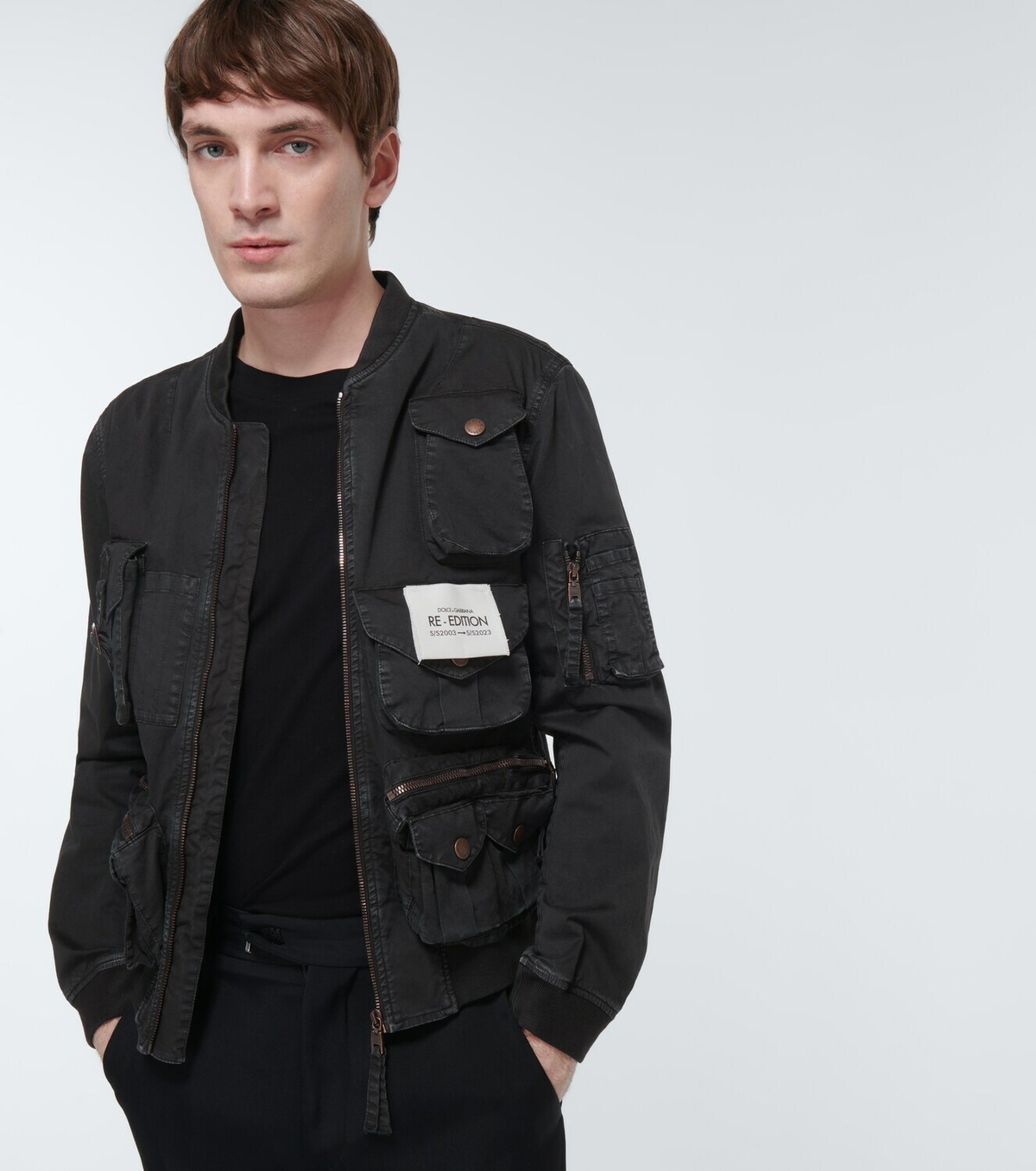 Dolce & Gabbana Multicolor Patchwork Cotton Collared Jacket