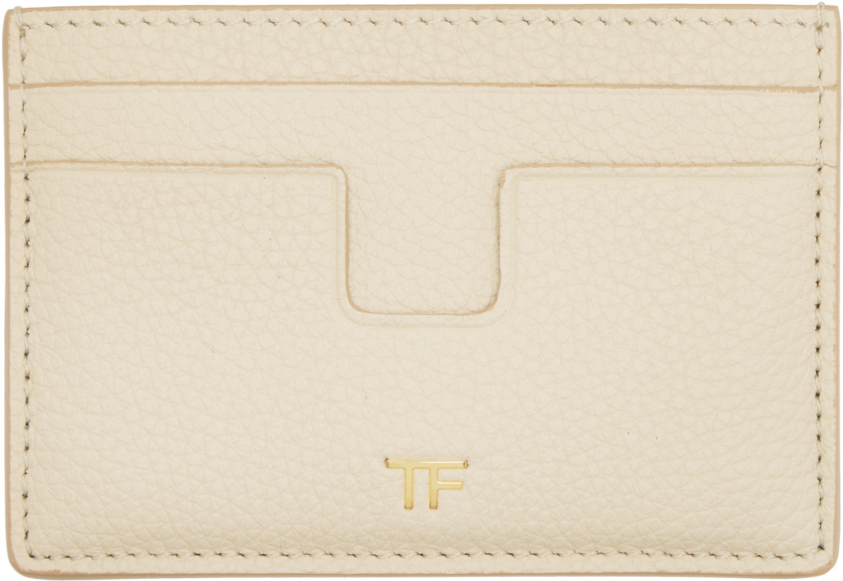 TOM FORD Beige Grain Leather Card Holder
