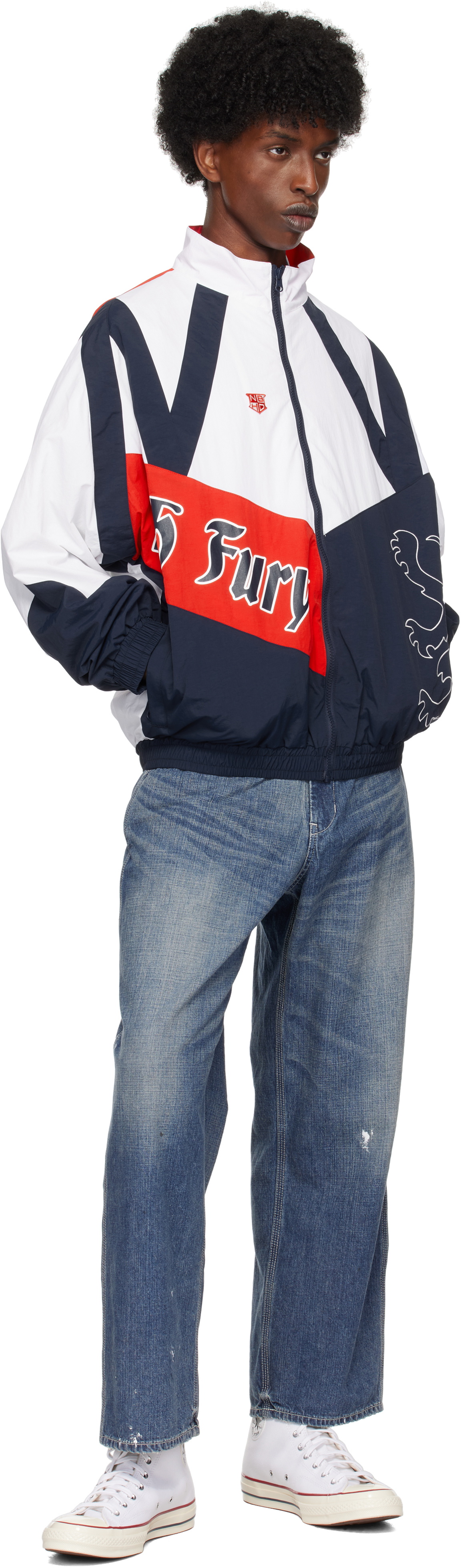 Neighborhood White & Navy Mod Track Jacket Neighborhood