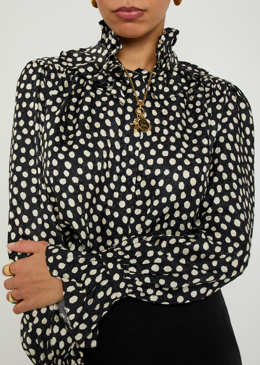 Chloe Polka dot Silk Blouse Black