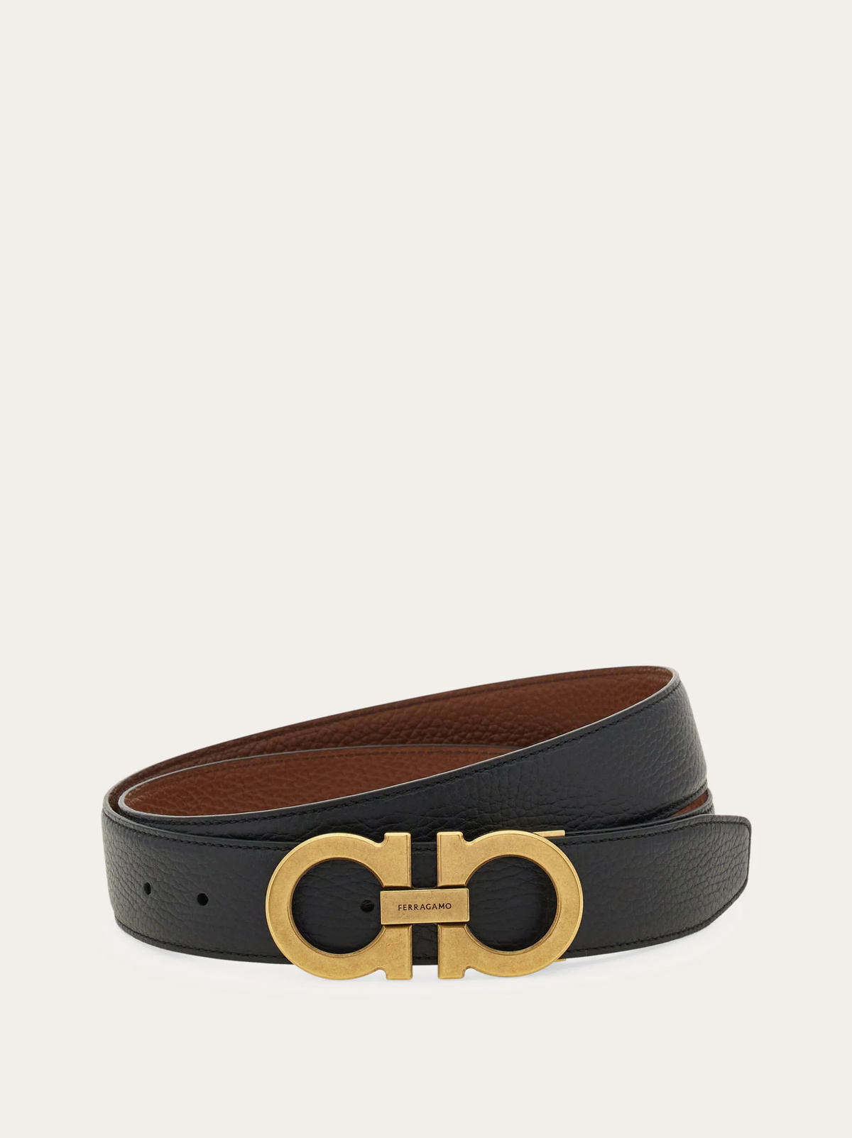 Ferragamo Mens Gancini reversible and adjustable belt in Brown