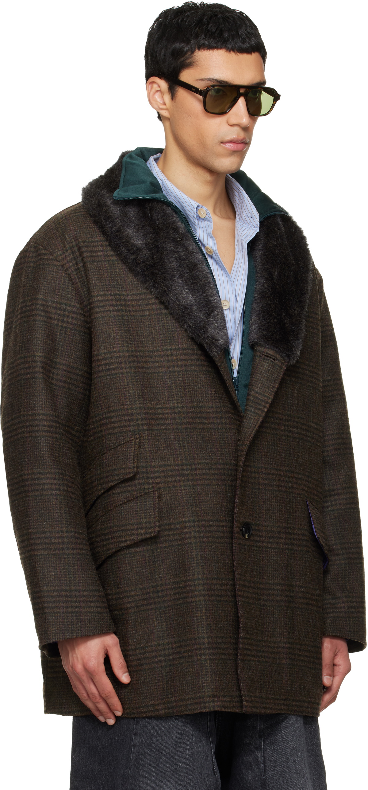 NEEDLES Khaki Shawl Collar Coat Needles